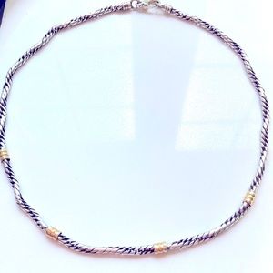 18k solid gold and Sterling silver chain necklace . 16”. 18.7 grams